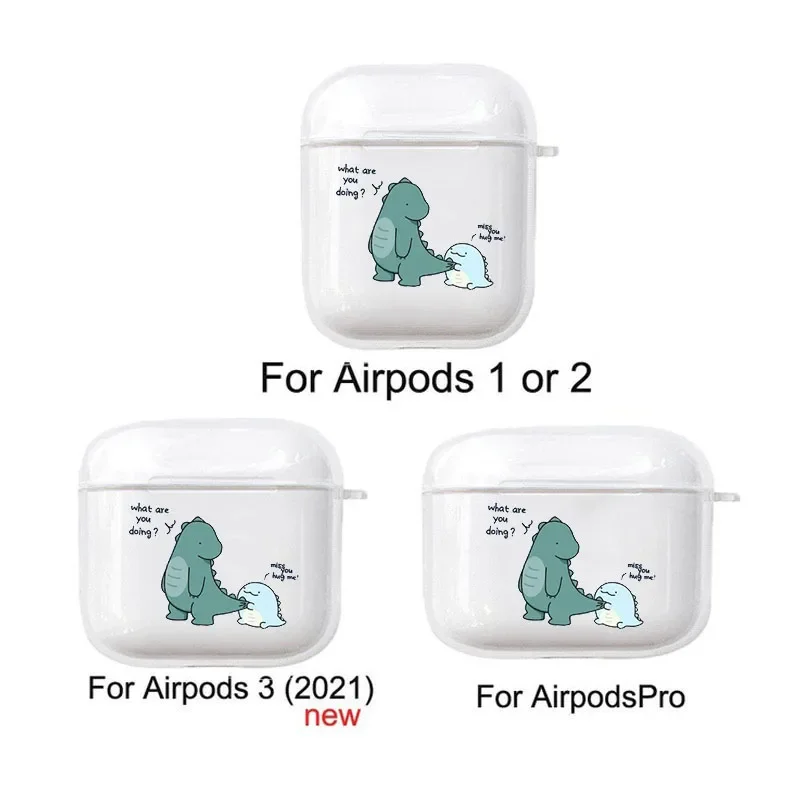 Bonito dinossauro casal abraço-me para apple airpods 1 2 3 4 caso de fone de ouvido macio tpu funda para apple airpods pro 3 earpods caso