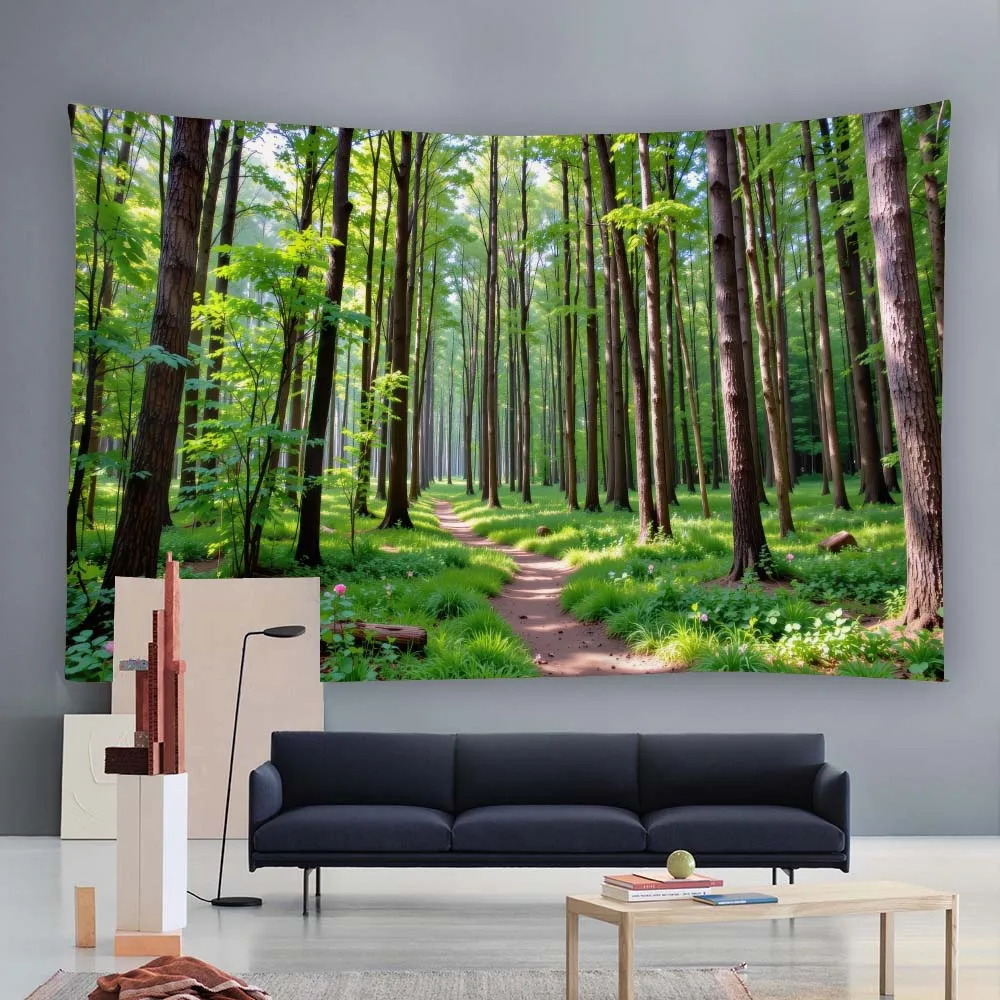 

Beautiful Forest Tapestry Multi Size Printed Background Poster Home Aesthetics Decoration Office Living Room Fabric Mural