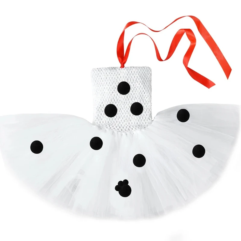 طفل الفتيات الدلماسية الكلب زي البولكا نقطة رصدت جرو توتو فستان 101 الدلماسية زي للأطفال فستان حفلة الهالوين #5