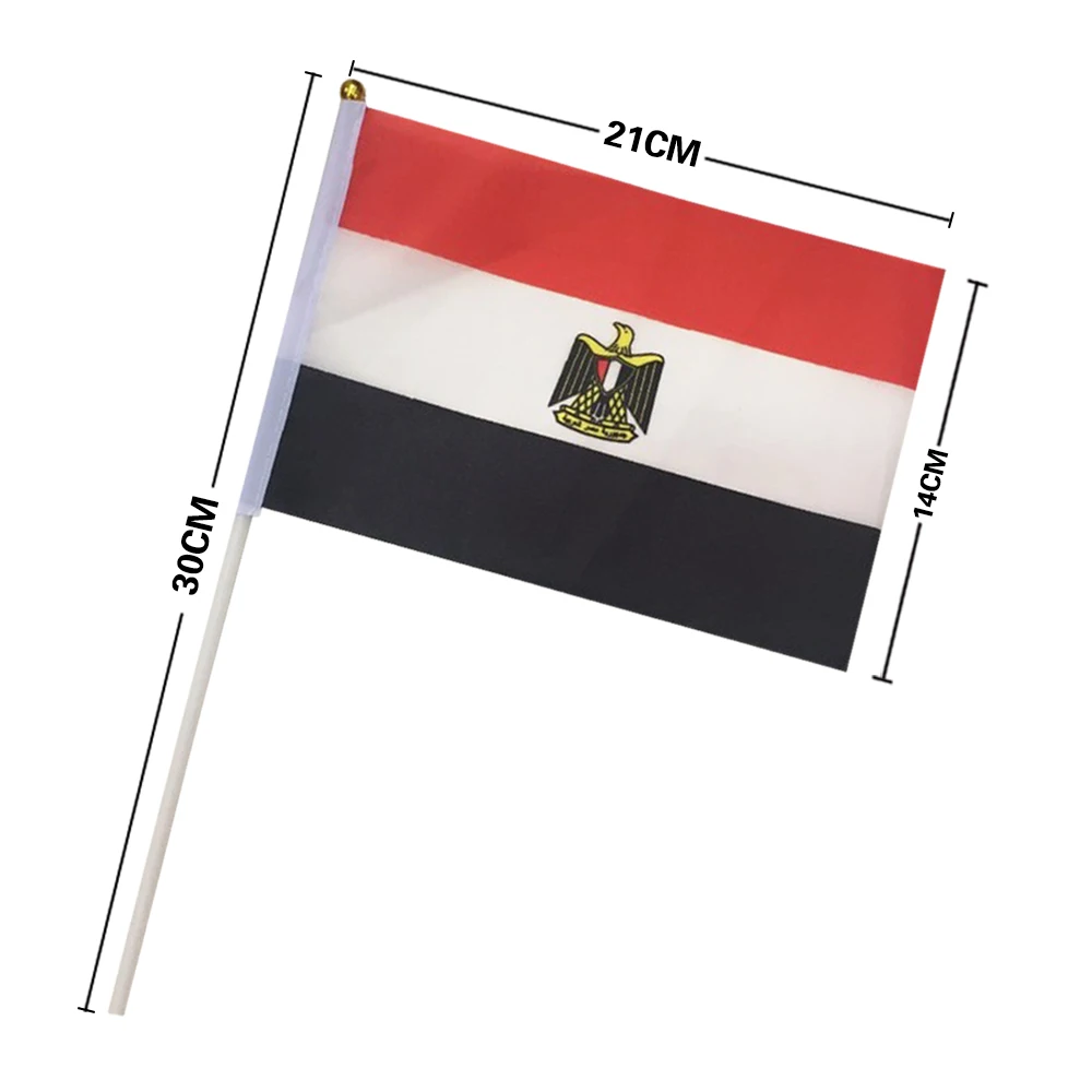 EOODLOVE 10/20/50 pieces 14 * 21cm Egyptian hand-held plastic stick flag Outdoor celebration event Egyptian small flag