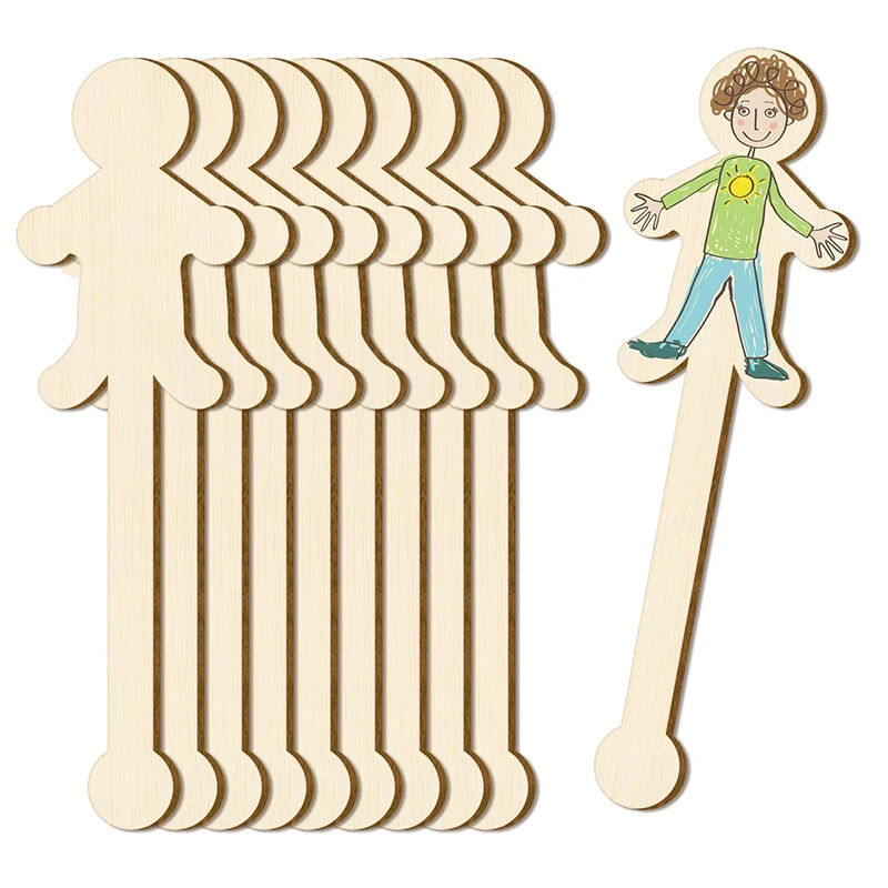 30pcs Character Craft Sticks 5.3 Inch Extra Large Character Shaped Craft Sticks Natural Wood Craft Sticks For DIY Projects