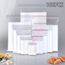 100pcs Organizer Plastic Bags Transparent Packaging Self Seal Clear Plastic Poly Bag Food Storage Package Reclosable Fresh Bag