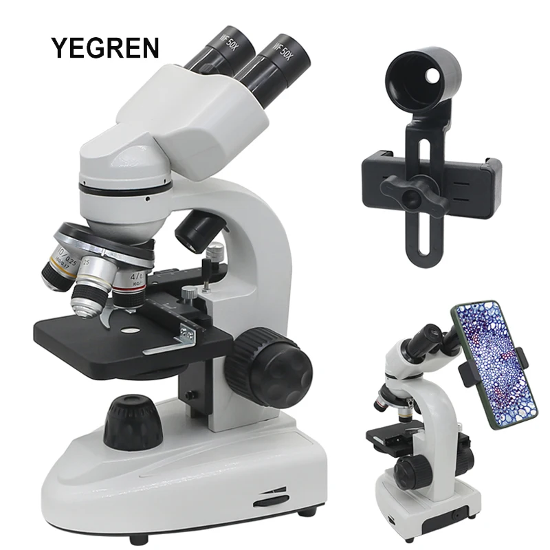 40X-1600X Binocular Biological Microscope with 360 degree Rotatable Head Optical Illuminated Microscope for Student Experiment