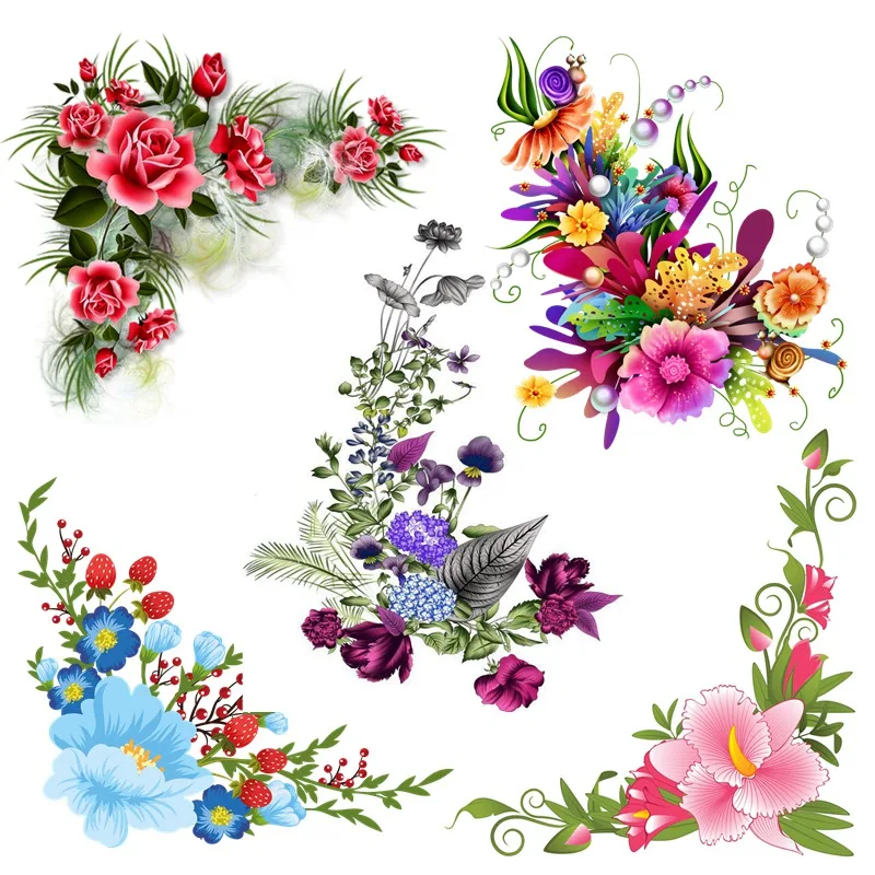 Tri koshki RC006 Flower Borders And Side Frames Wall Sticker Waterproof PVC Decoration Door Living Room Refrigerator