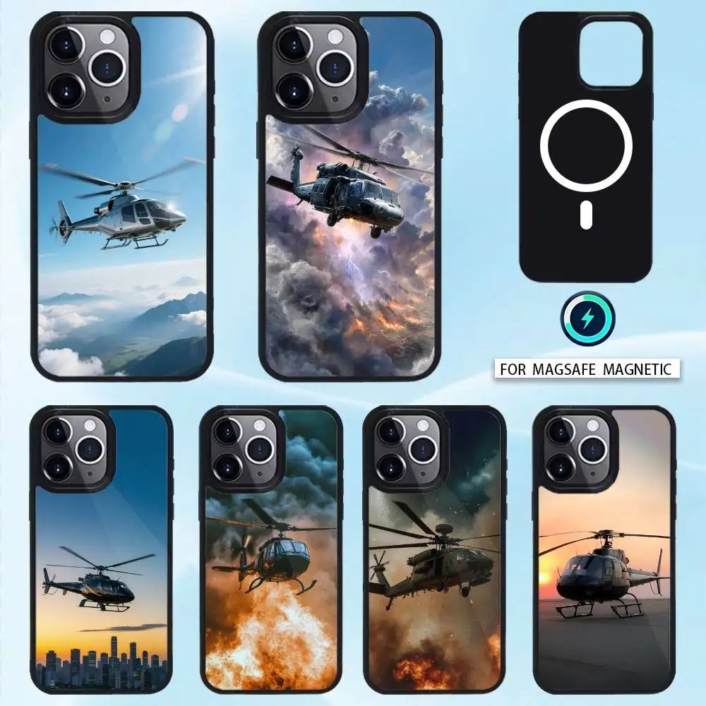 

Helicopter Phone Case Magnetic For iPhone16 15 14 13 12 Pro Max For Magsafe Wireless Charging Cover