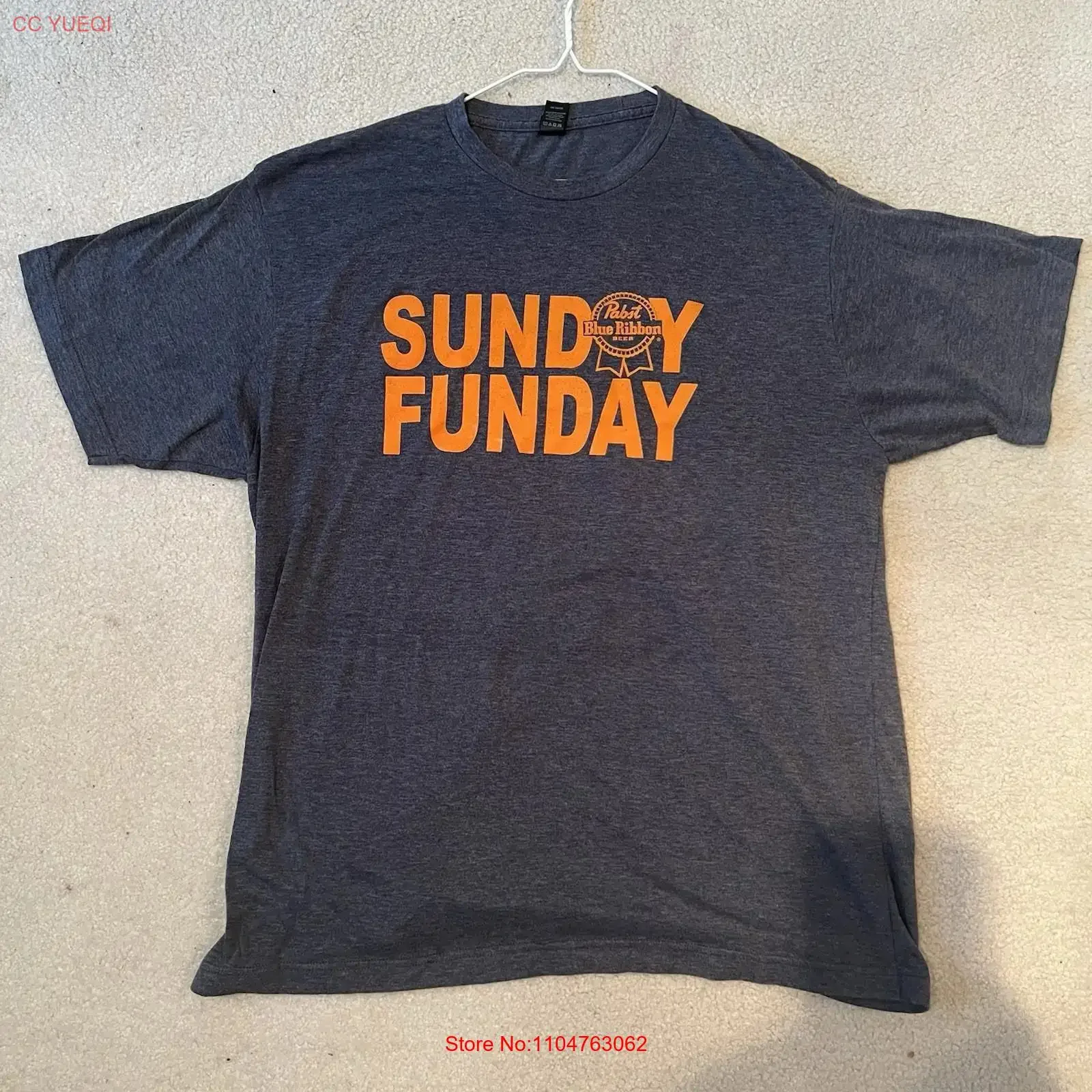 T-shirt Pabst Blue Ribbon PBR pour homme, taille XL, bleu marine, Sunday Funday, vintage, délavé, unisexe, confortable, extensible, doux, élégant