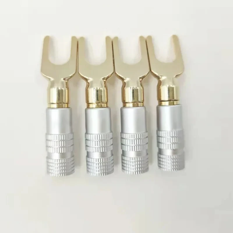 4/8/12Pcs Gold plated Y U Shape Banana Plug Audio Speaker Plugs Screw Fork Spade Cable Wire Connector