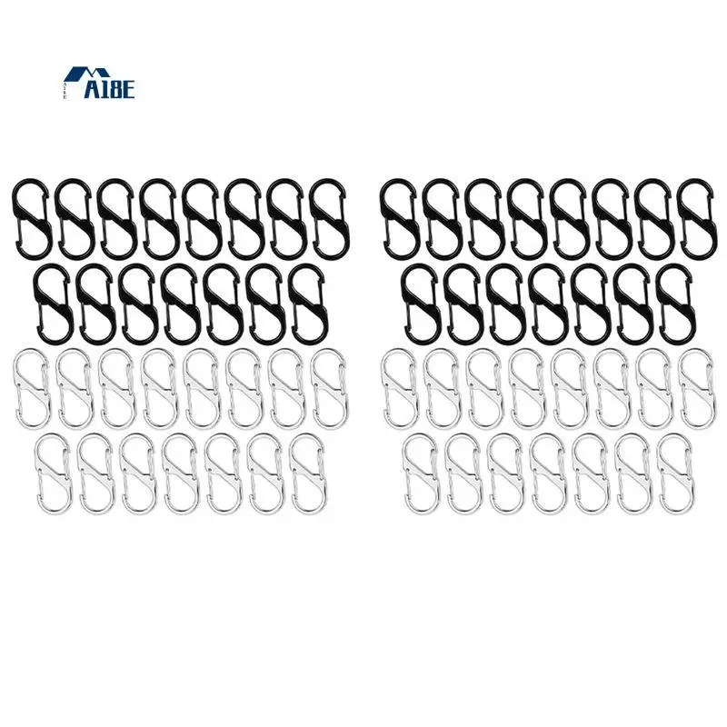 

A18E-60PCS S-образный карабин, небольшой сверхлегкий многофункциональный брелок для кемпинга, рыбалки, путешествий, скалолазания