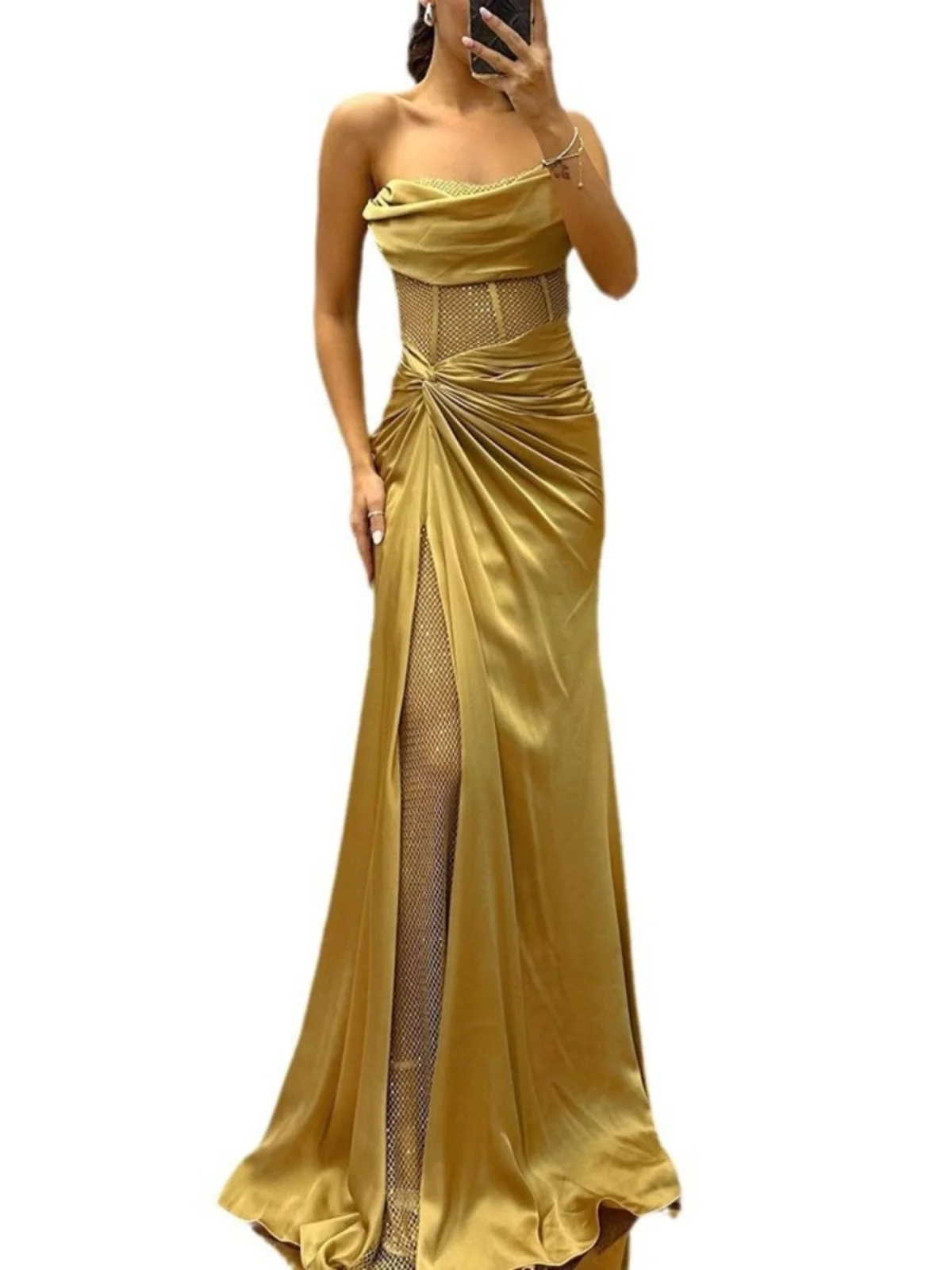 Faionable Temperament Patchwork Dr Women's High Waist Long Svel Color Blo Casual Sle Spring Autumn Winter