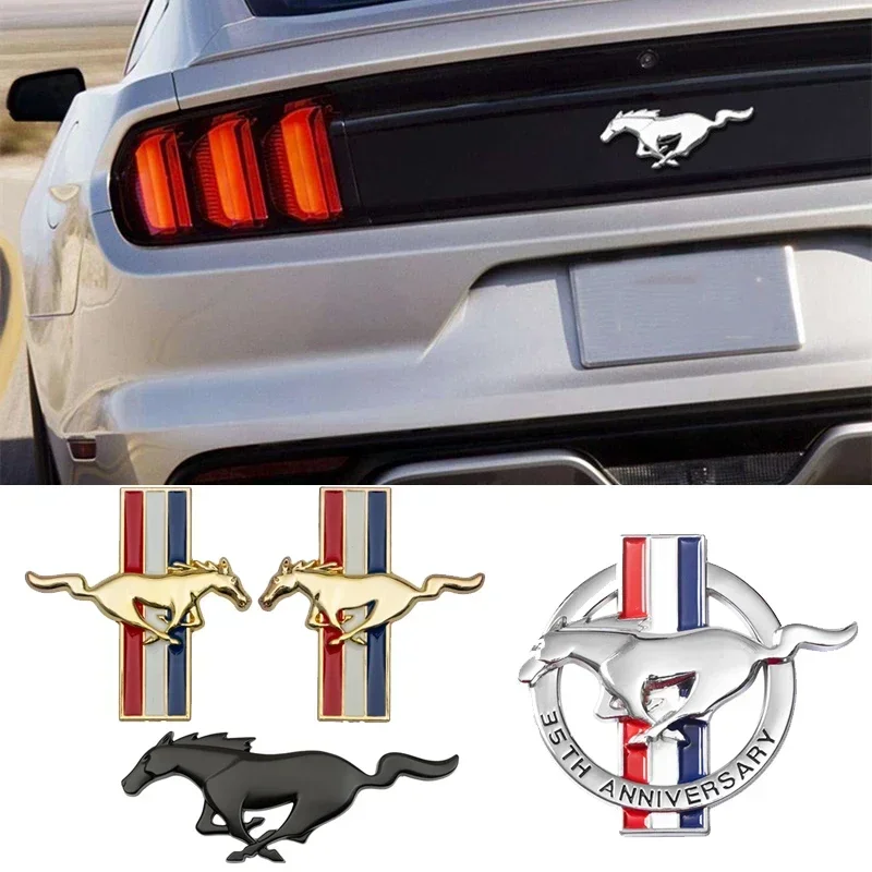 Emblema Metálico 3D para Guardabarros, Calcomanía Lateral, Decoración Trasera con Emblema de Caballo en Movimiento para Ford Mustang 2015 2016 2017, Adhesivo para Coche
