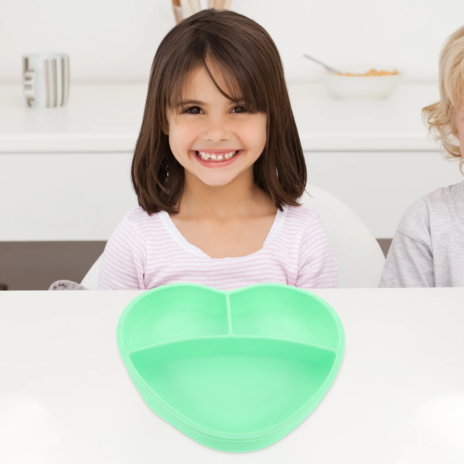 

Heart Shaped Silicone Suction Cup Baby Plate Divided Non Slip Baby Dinnerware Self Feeding Toddler Food Training Dish