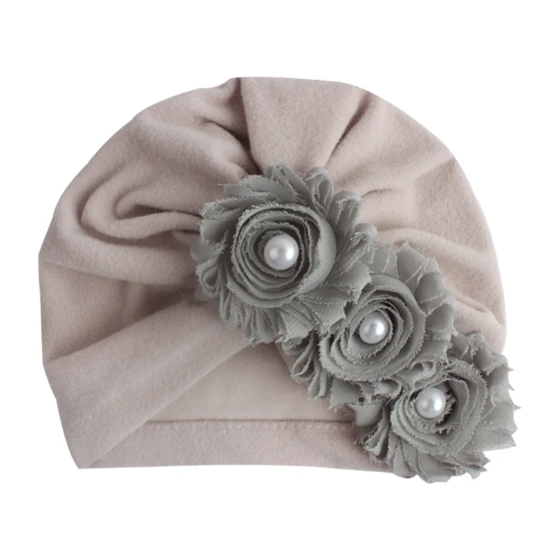 Cappello neonato turbante berretti elastici Cute Baby Flower Pearl Design ragazze ragazzi berretti Casual berretto Unisex