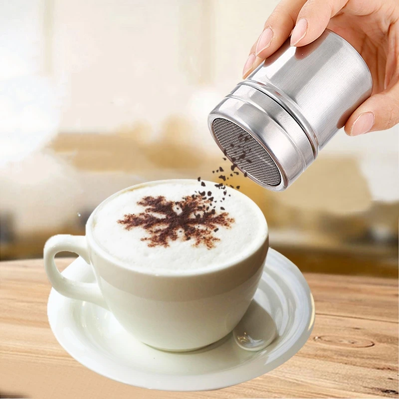 1pc-Silver stainless steel mesh tube type dusters dusting salt shaker spice jar Salt Sugar Pepper Shaker Box Cocoa Icing Powder