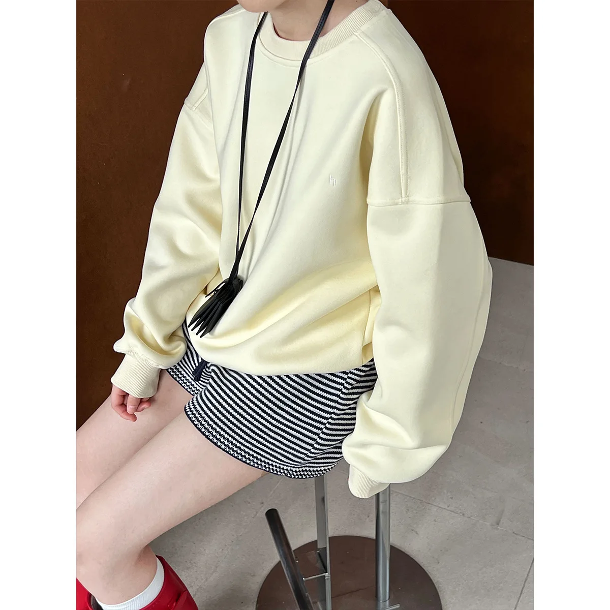 Pomarańczowa bluza oversize Casual Loose Solid Color Lazy Pullover Hoodie Damska jesienna haftowana bluza z kapturem