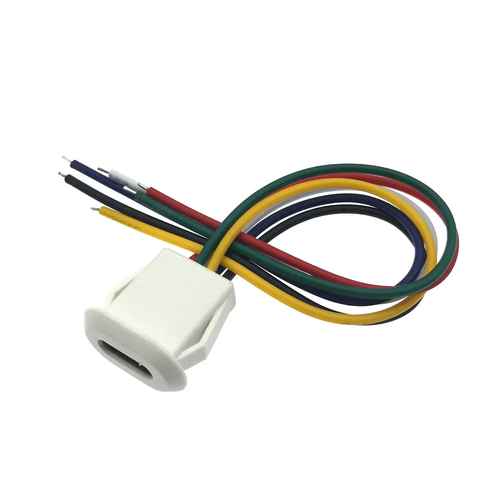 2/4/6Pin USB C نوع قابس الطاقة جاك موصل المباشر ضغط الإناث قاعدة أنثى المقبس شحن واجهة مع كابل