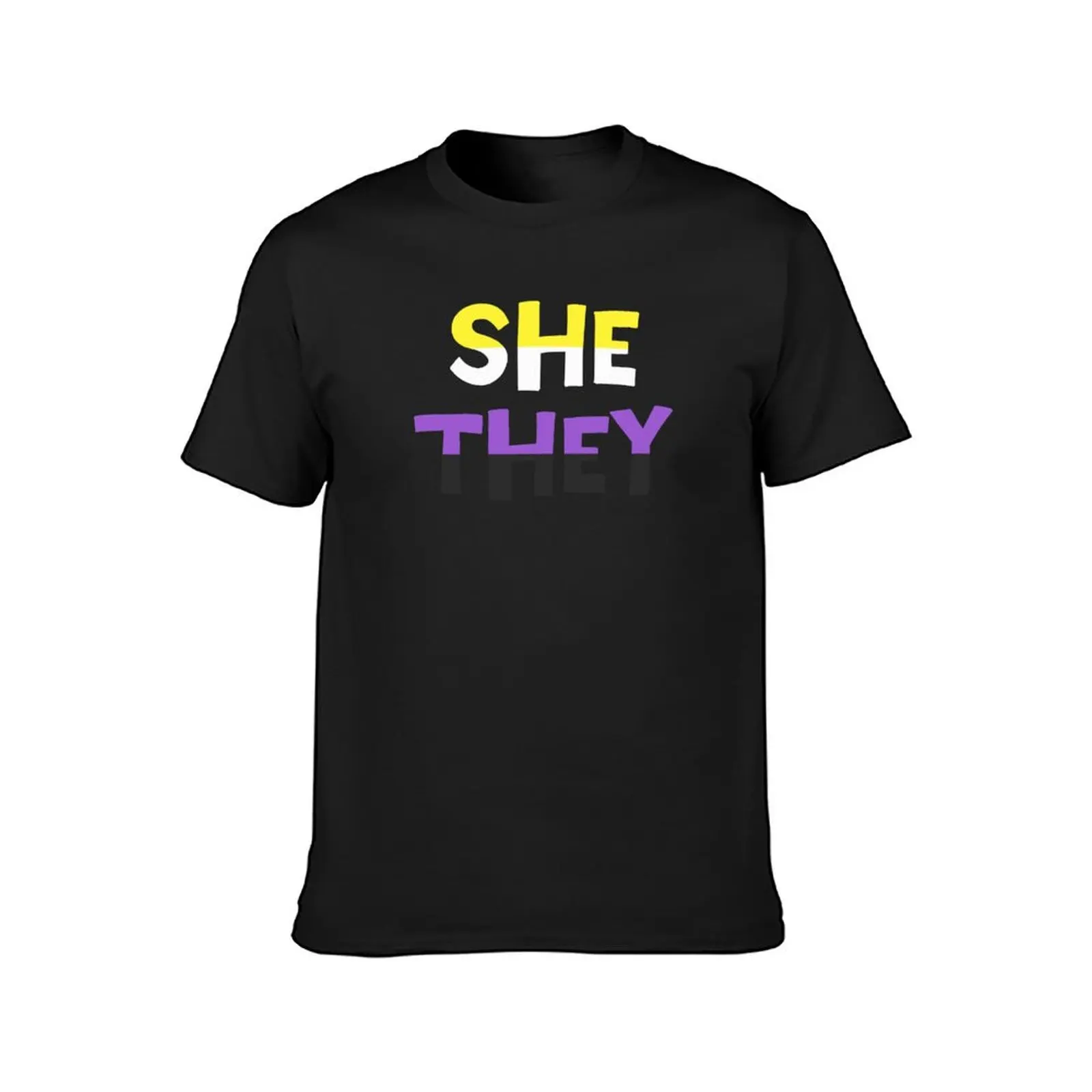 Nonbinary Flag She/They T-Shirt man t shirt anime clothes for men