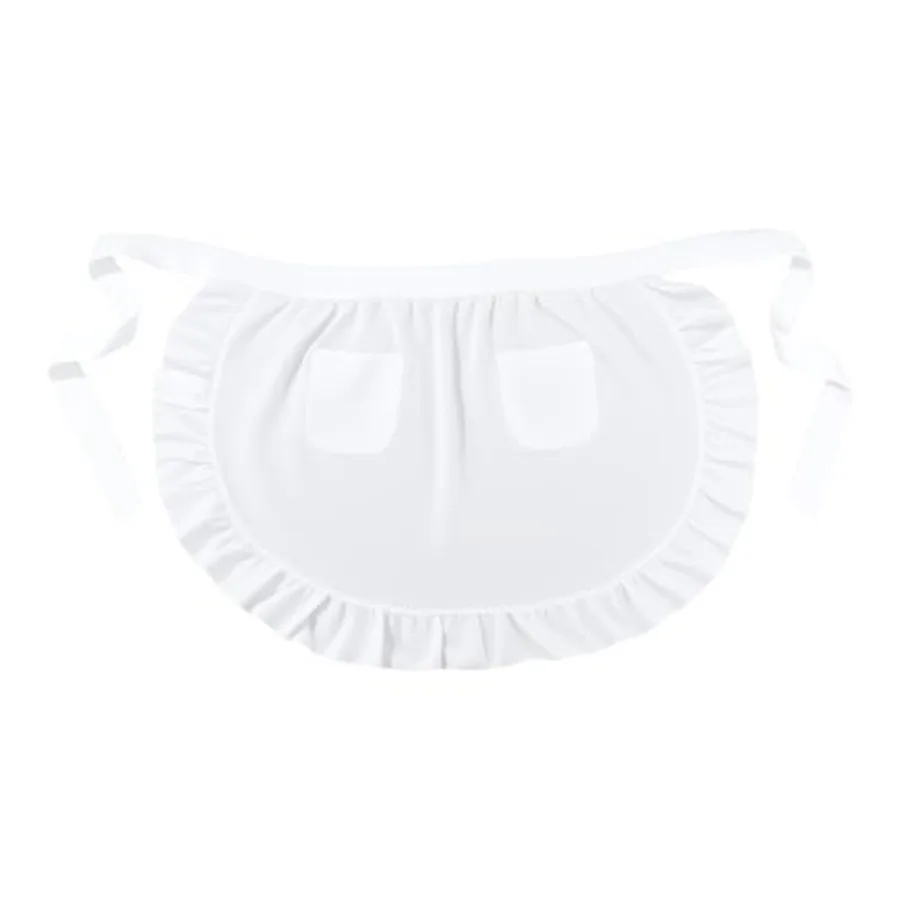 

Белый фартук на талии, женский белый фартук, юбка с двумя карманами, полуфартук, официантка, служанка, косплей, костюм на Хэллоуин, винтажная горничная