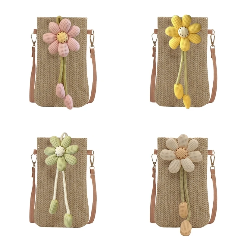 

Straw Crossbody Bag for Women Handwoven Phone Case Trend Beach Bag Shoulder Bag