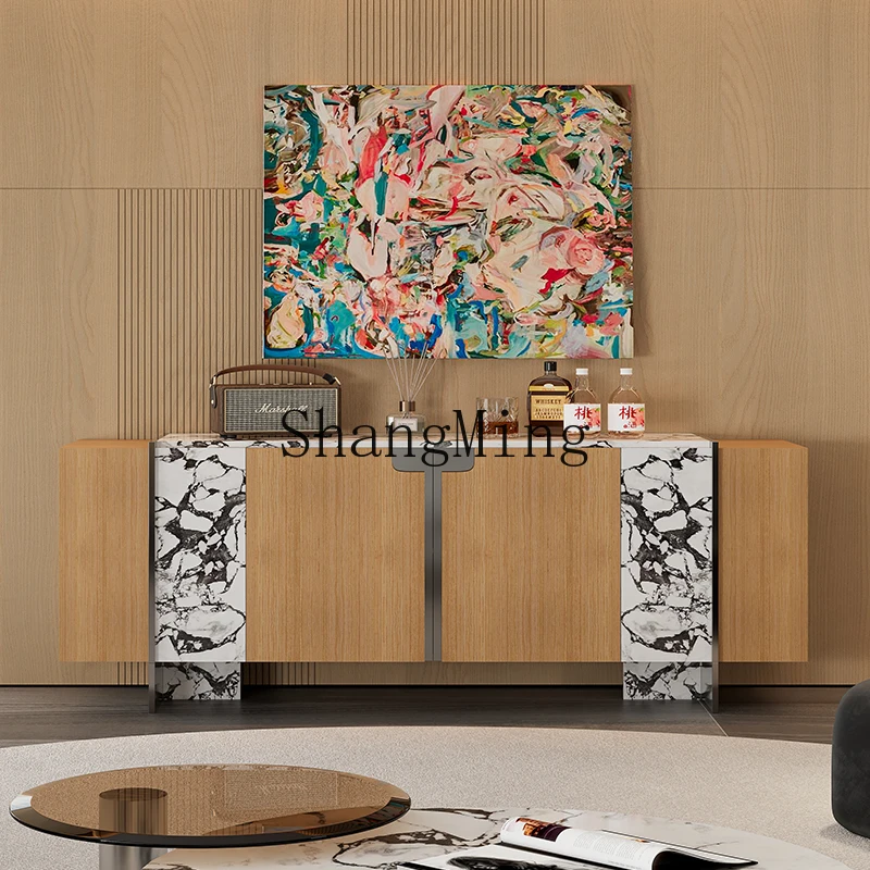 

ZYYentrance is opposite the door, medium antique style living room half partition rack, solid wood decorative side cabinet