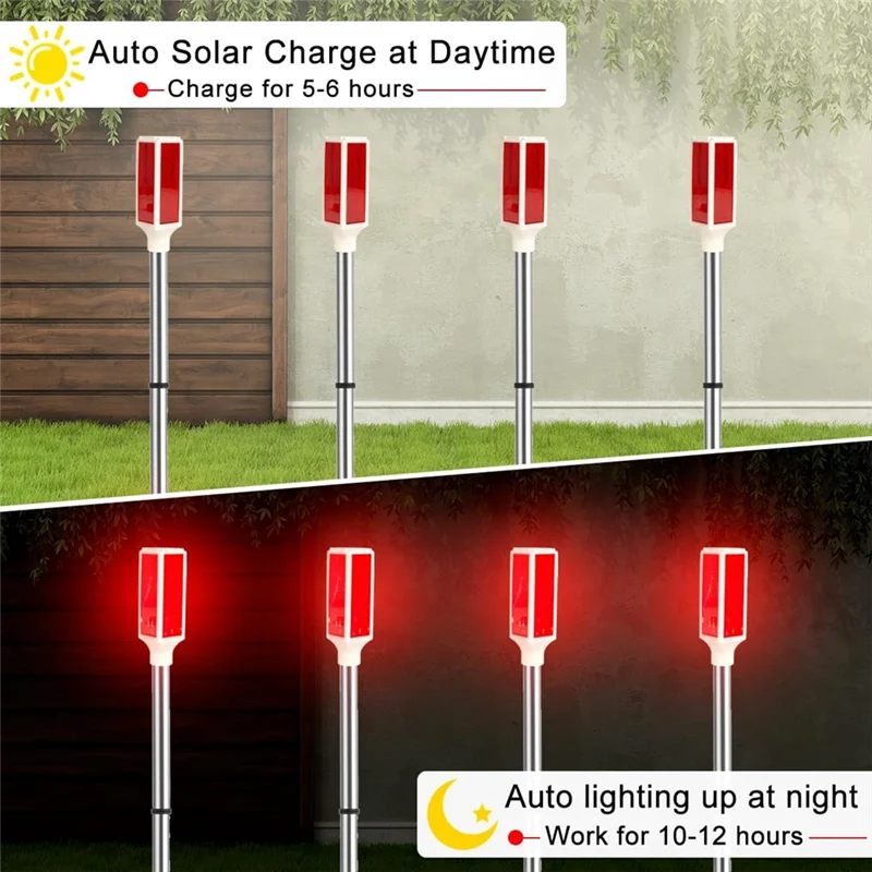 AAAN-Solar Powered 4Pcs Outdoor Lights Waterproof, Reflective Driveway Markers Warning Flash Light With 2 Lighting Modes