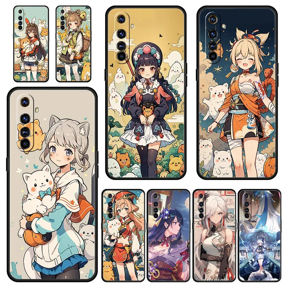 

For Realme GT Neo 2 3 3T 5 Phone Case 12 11 5G 10 9 8 5G 7 6 GT5 GT3 GT2 Pro Plus C21 C11 C25 C35 Cover Genshin Impact Wanderer
