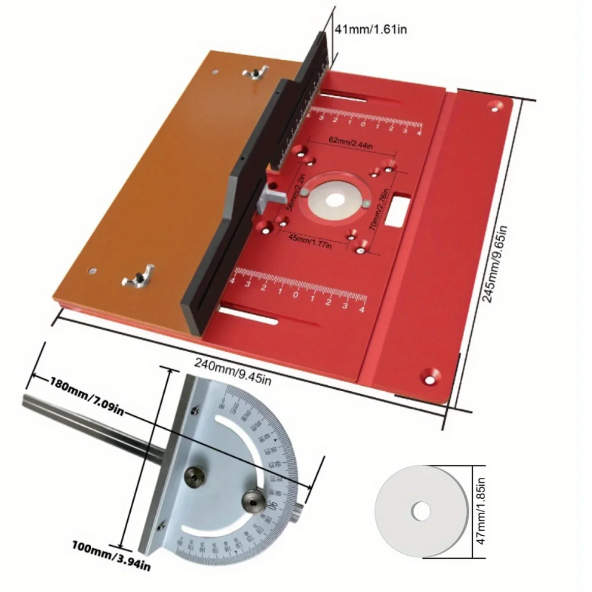 لوحة إدراج طاولة توجيه من الألومنيوم العالمي، طاولة توجيه معدنية لنظام توجيه النجارة، أداة خشبية #2