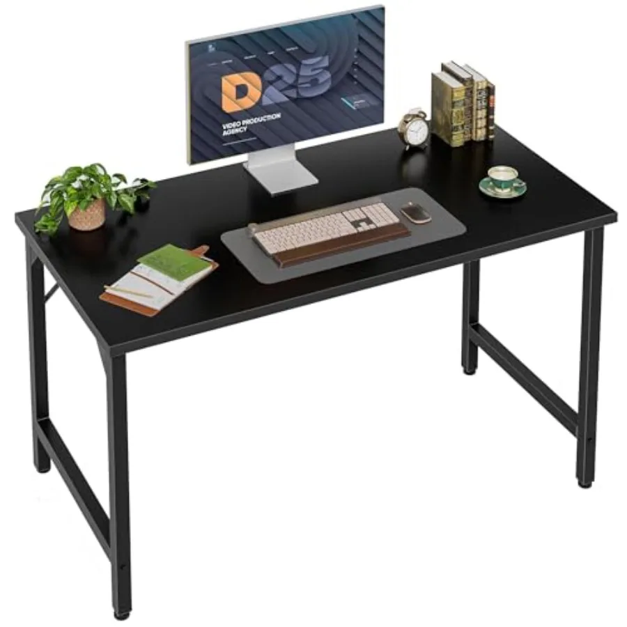

Small Office Computer Desk Morden Simple Writing Study Table for Home Bedroom PC Gamg Desk Adjustable Feet and Sturdy Metal Fra
