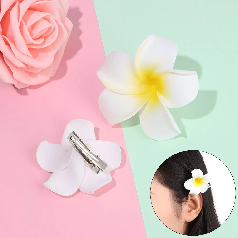 Accesorios para el cabello de simulación elegante, pinza para el cabello, flor blanca, horquilla de Plumeria, Playa