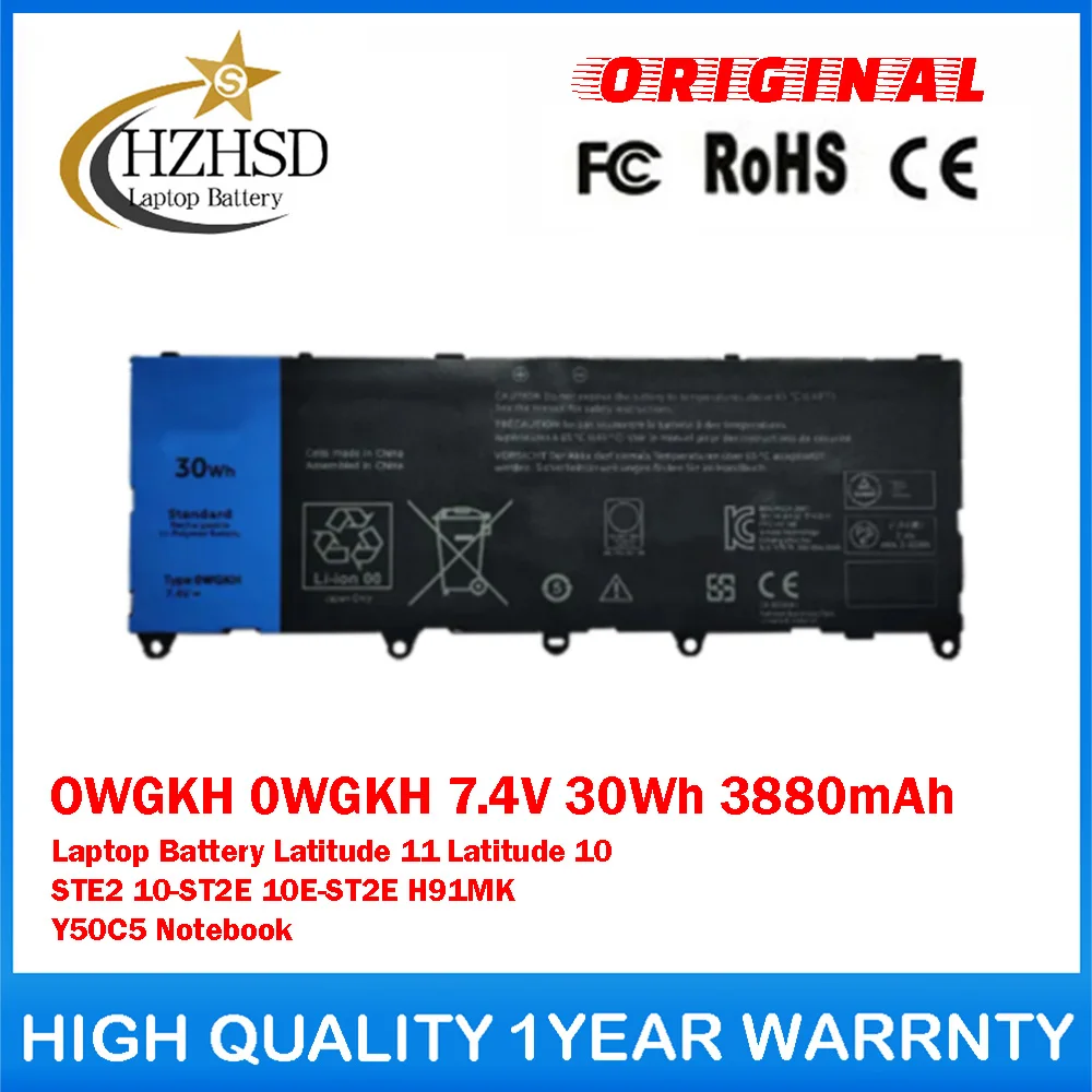 OWGKH 0WGKH 7.4V 30Wh 3880mAh Genuine Original Laptop Battery For DELL Latitude 11 Latitude 10 STE2 10-ST2E 10E-ST2E H91MK Y50C5