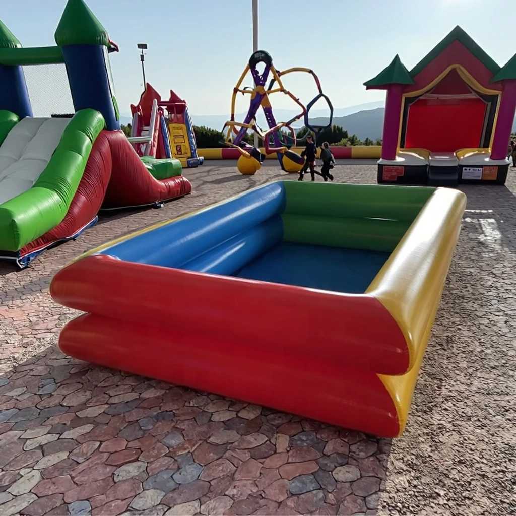 حوض سباحة قابل للنفخ PVC عالي الجودة مخصص لعام 2026 مع طبقة مزدوجة من الألوان الجذابة للعب في الحدائق الملاهي الداخلية والخارجية #4