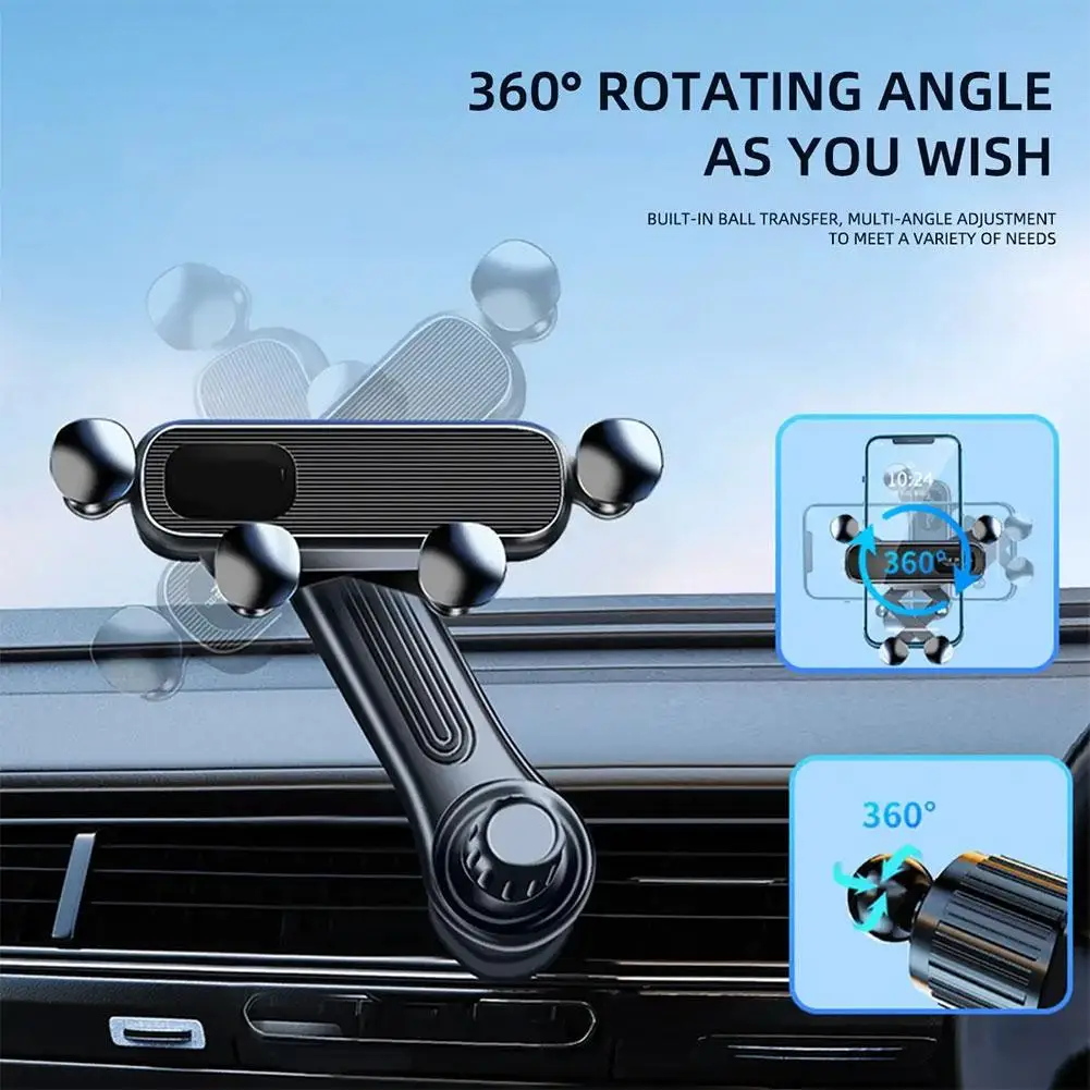 

1pcs Car Mobile Phone Stand Car Navigation Stand 360 Stand Gravity Rotation Without Phone Shift Degrees Mobile Hook Outlet K9J3