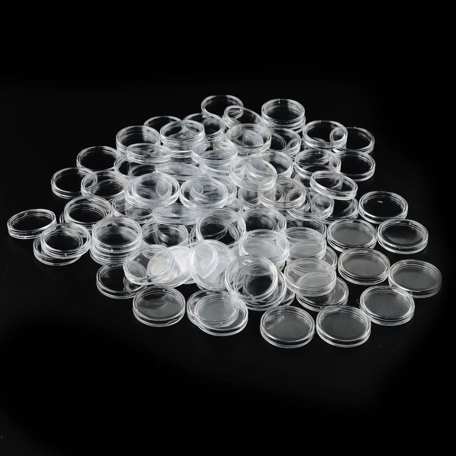 100Pcs 26mm Coin Holder Transparent Round Plastic Collecting Containers Capsules Protection Case Organizer Storage Boxes