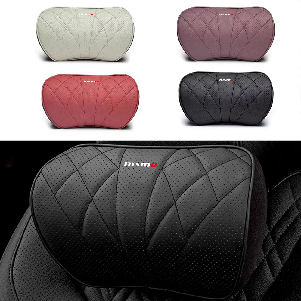 Car Neck Pillow Protective Lumbar Support Leather Seat Cushion Headrest For Nissan Nismo Qashqai Juke GTR Leaf Patrol Note Tiida