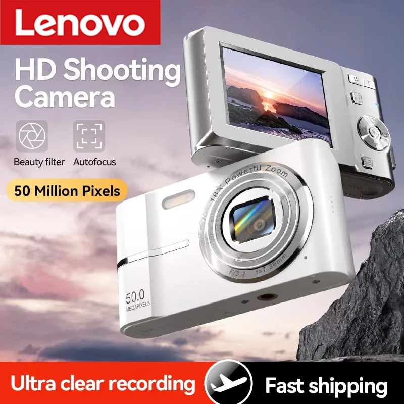 

Цифровая камера Lenovo Mini 4K, 50 МП, 16-кратный зум, детская камера, уличная камера с защитой от сотрясений, цифровая камера с вспышкой, видеорегистратор, компактная видеокамера