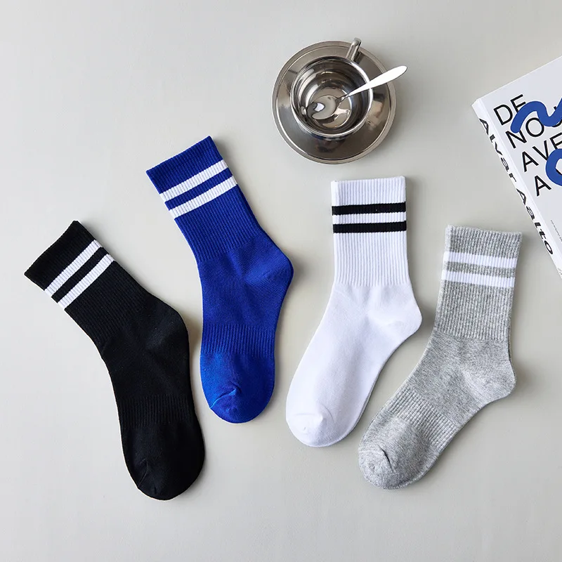 

Striped Socks Women Men White Black Gray Klein Blue Sports Cotton Happy Crew Short Middle Tube Socks Streetwear Calcetines Soks