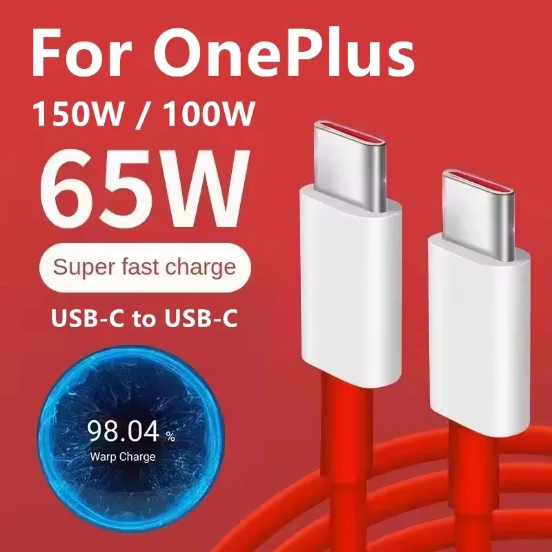 SuperVOOC Fast Charging Dual Type C USB-C Cable 65W 100W 150W For OnePlus 9 10 11 12 13 Nord 2T 3 N300 ACE 2 3 5 Pro Realme OPPO