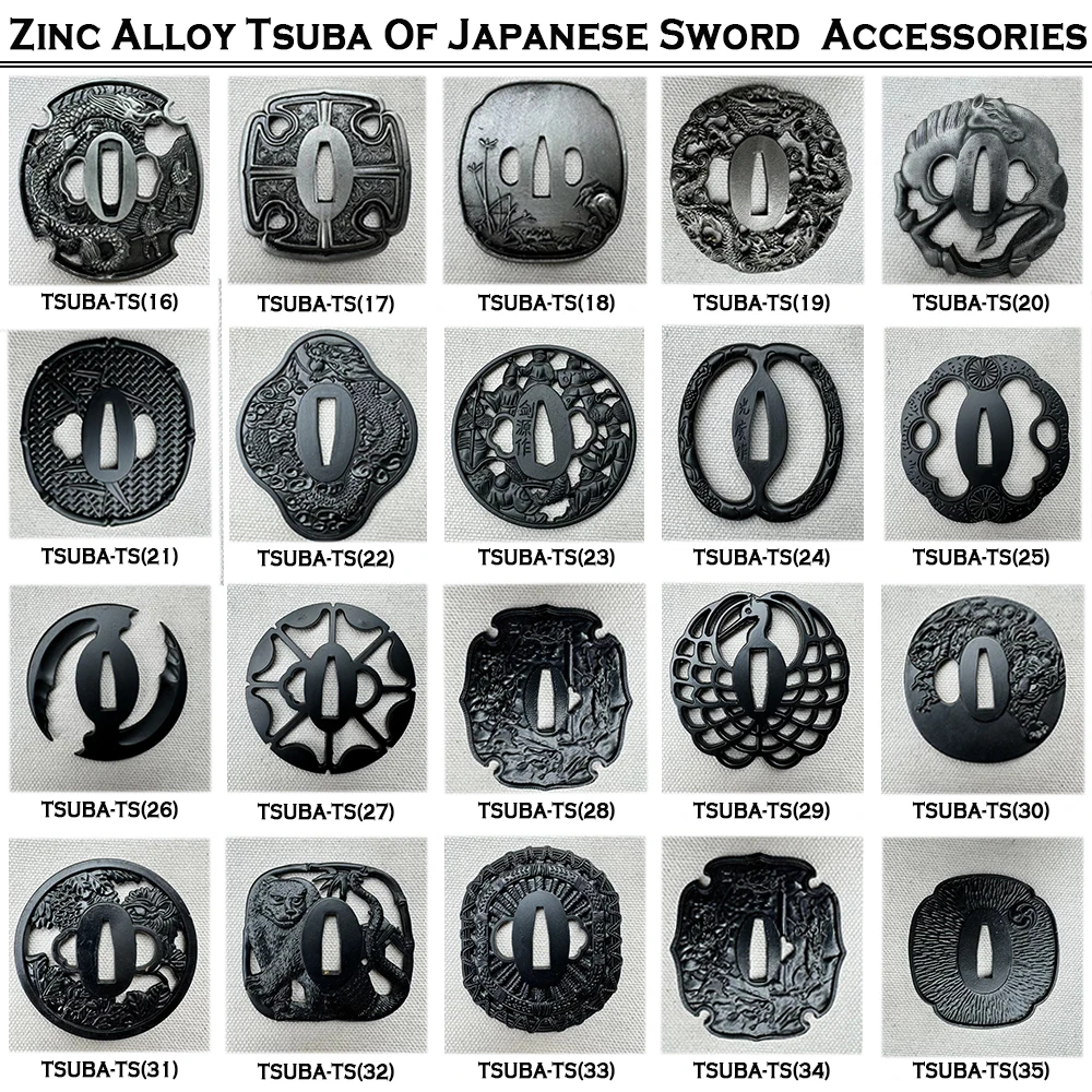 Espada samurái japonesa Koshirae-Tsuba, material de aleación de zinc, opción 16-35, Tsuba, protectores de espadas japonesas, Wakizashi