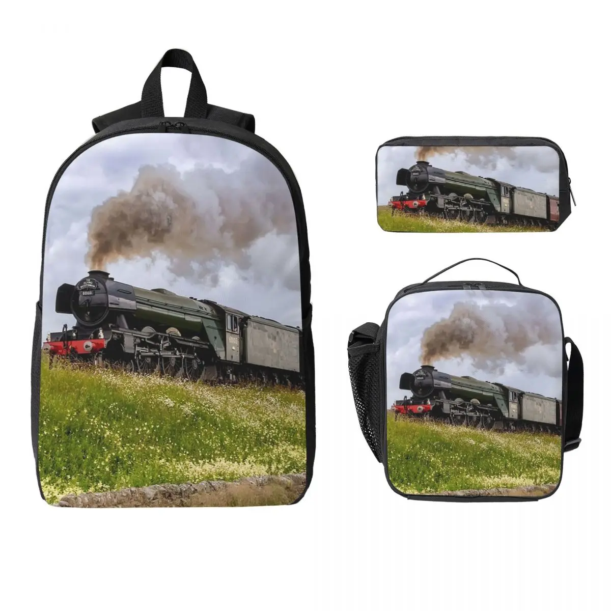 

Рюкзак The Flying Scotsman In Yorkshire, студенческий рюкзак для мальчиков и девочек, школьная сумка, сумки на плечо, изолированная сумка для обеда 3 шт., пенал