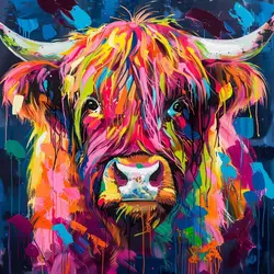 GATYZTORY Acrylic Painting By Numbers Colorful Cow For Adults Diy Pictures By Number Home Decoration Calligraphy Painting Wall D