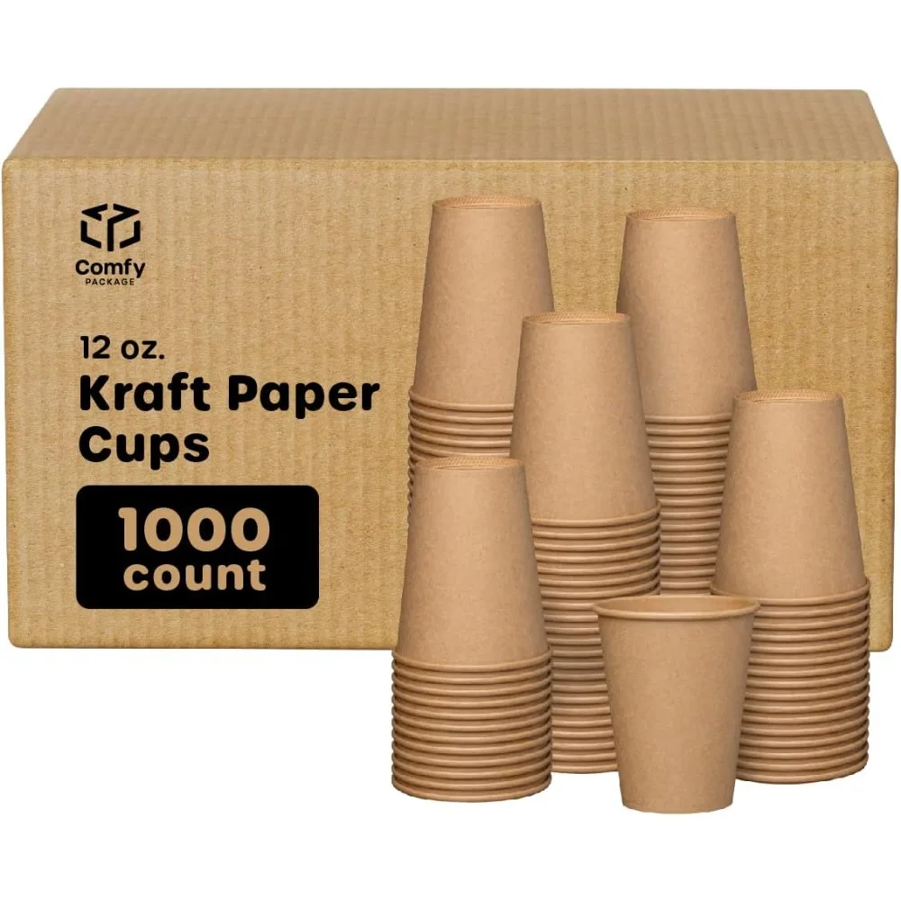 

Comfy Package [12 oz. - Case of 1,000 Kraft Paper Hot Cups, Coffee Cups- Unbleached