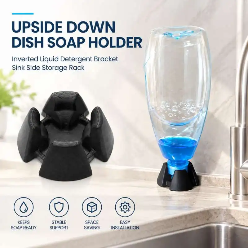 Upside Down Dish Soap Holder Inverted Liquid Detergent Bracket Sink Side Storage Rack Kitchen Sink Organizer