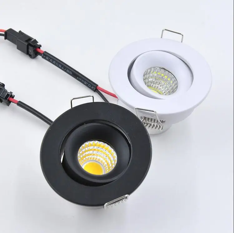 

110V 220V 3W LED ceiling lamp LED spot light embed mini dimmable COB LED downlight D52mm Hole 45mm white,black Including driver