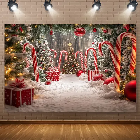 1pc Winter Wonderland Christmas Tree Candy Bar Party background, perfect for seasonal decoration and family photos