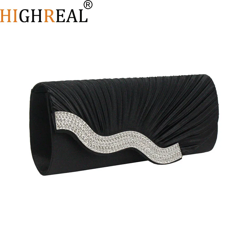 

Shiny Wedding Clutch Handbag Glitter Pleated Shoulder Bag Wedding Purses Sling Dating Bag Women Girls All-matching Evening Bag