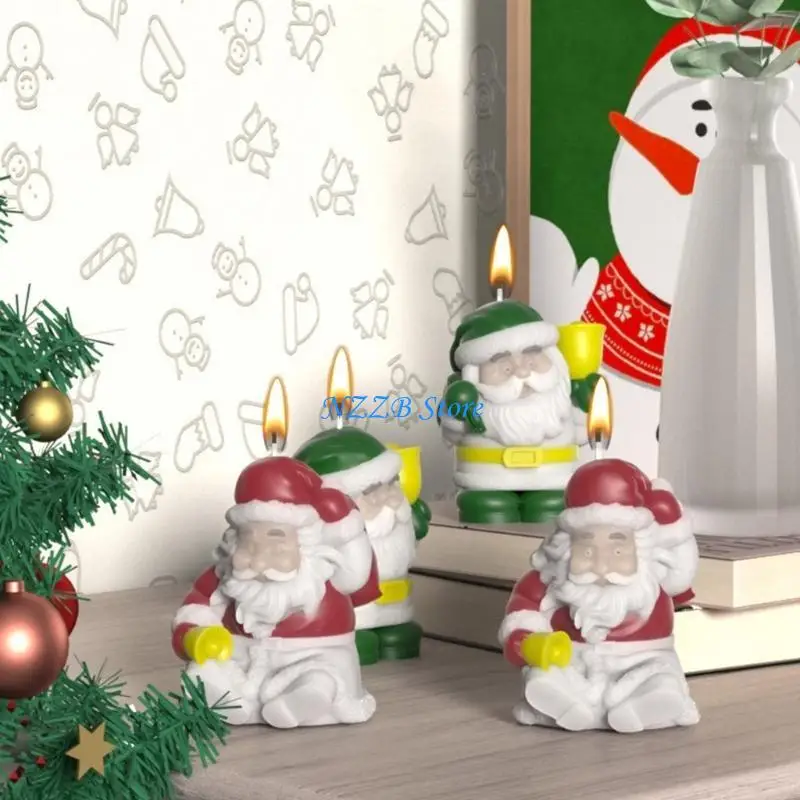

T21F Unique Santas Silicone Mold Plasters Molds Christmas Scenteds