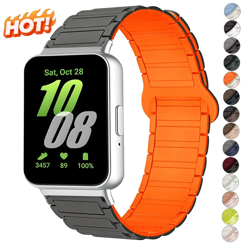 Pulseira Magnética para Samsung Galaxy Fit 3, Faixa de Silicone para Relógio, Acessórios para Samsung Galaxy Fit3, Bracelete para Homens e Mulheres