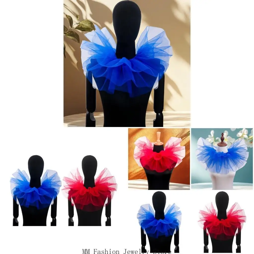 

Воротник-жабо из тюля с оборками и регулируемой веревкой для маскарадов, выступлений на сцене в викторианском стиле, костюмный