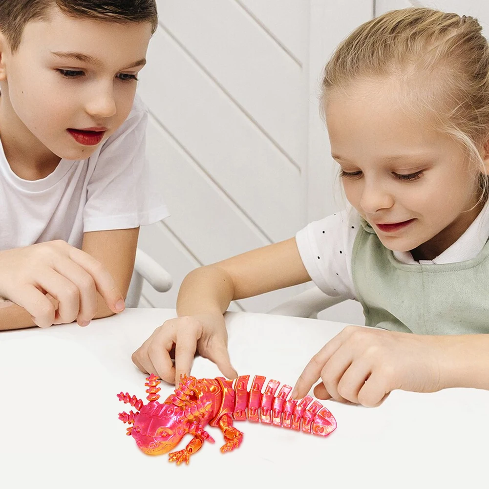 Estatueta mecânica articulada axolotl colecionável axolotl articulada 3d impresso animal para alívio do estresse decoração de casa