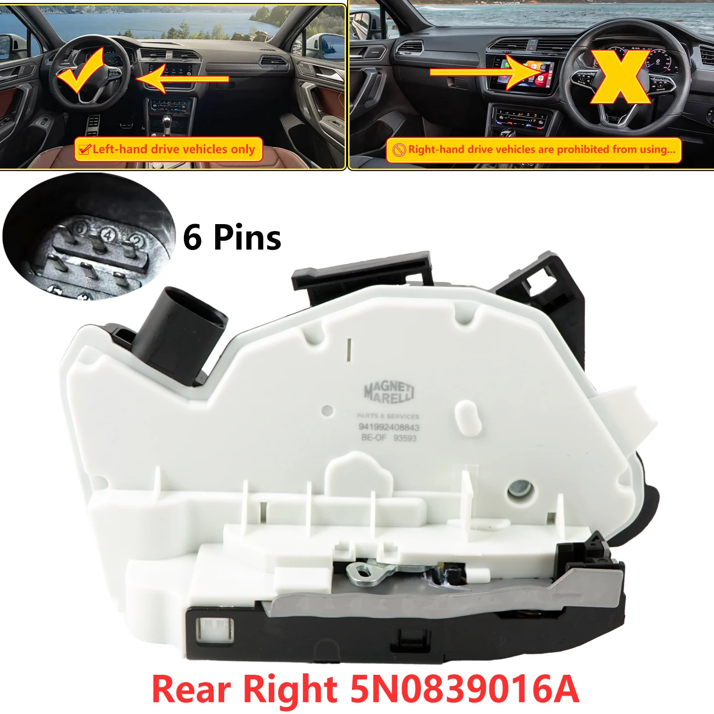 1 Stück 5N1837015A 5N1837016A Hochwertiger Türschlossantrieb für VW Amarok Scirocco Passat CC Tiguan für Skoda Superb Fabia Ibiza – Detail 5