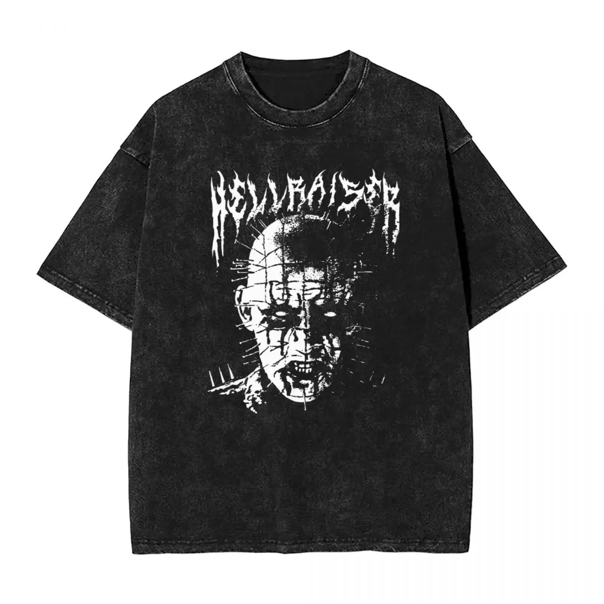 Hellraiser Washed T Shirt Streetwear Hip Hop Vintage T-Shirt Horror Tees for Men Women Short Sleeve Oversize Printed